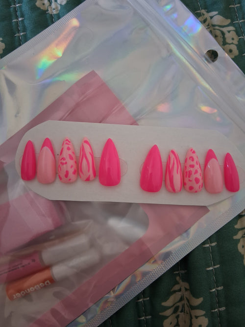 Pink custom press on set